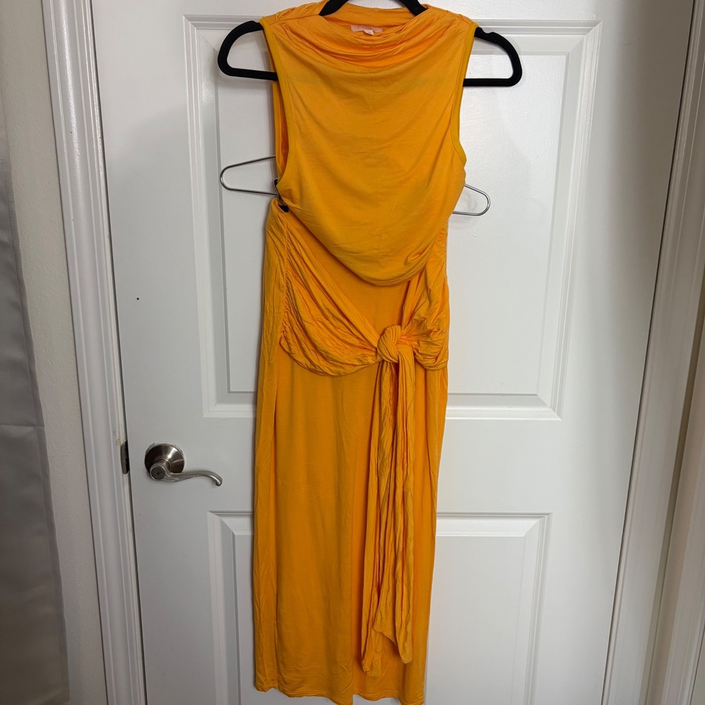 Camila Coelho 2 Piece Set Orange Cowl Neck Crop Top & Knotted Maxi Skirt XS